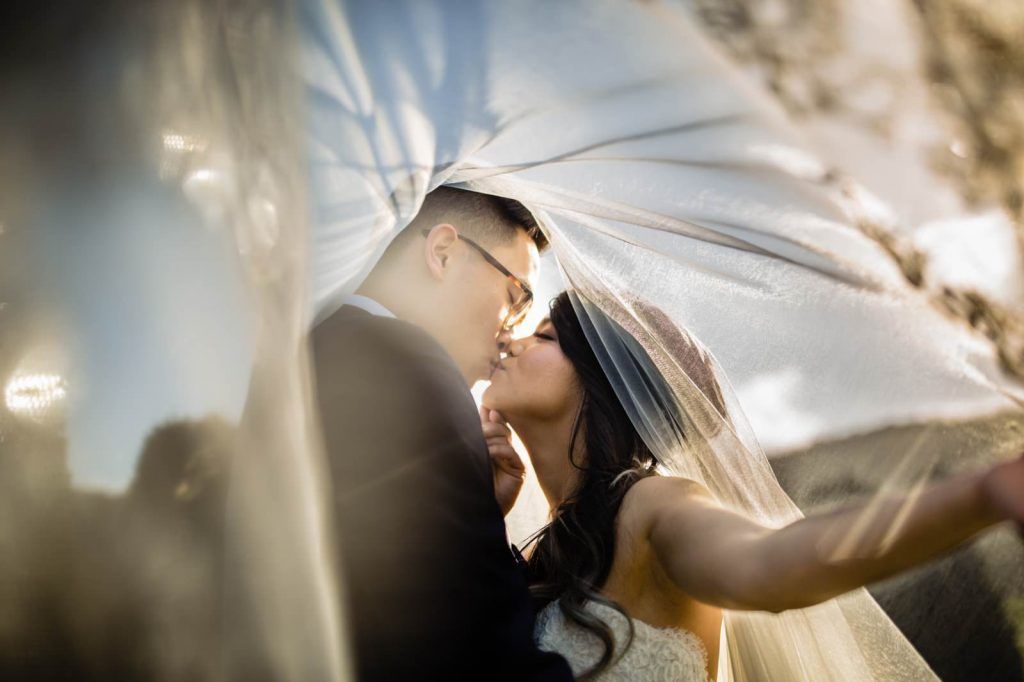 sunset portrait at wedgewood wedding